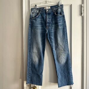 Cropped Cynthia high waist relaxed Reformation jeans.